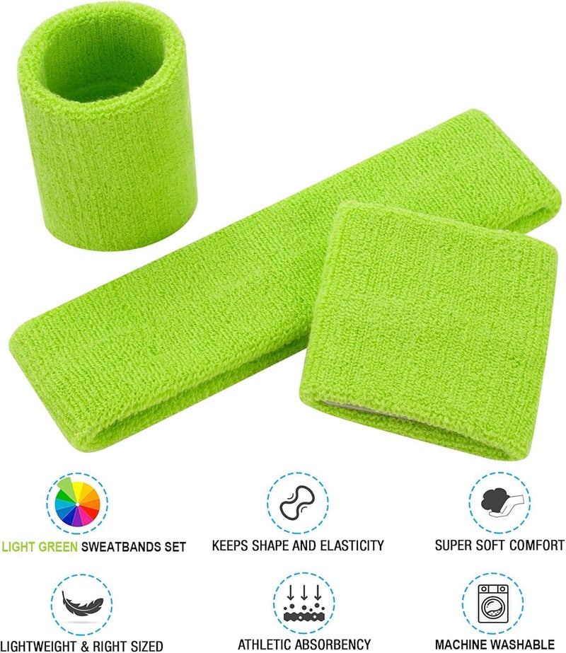 FACATH Sweatbands Headband and Wrist Set, Cotton Sweat Band for Athletic Men and Women, Sweatbands Sports Headbands for Working Out, Running, Basketball, Tennis, Yoga - Image 2